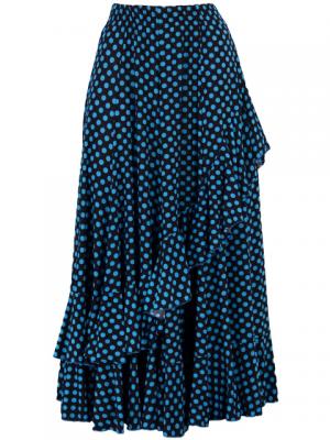 Flamenco Polka Dots Skirt with Frill/ Black&LightBlue Dot / G889bl