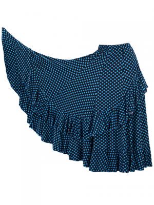 Flamenco Polka Dots Skirt with Frill/ Black&LightBlue Dot / G889bl