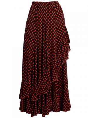 Flamenco Polka Dots Skirt with Frill/ Black&Orange Dot / G889o