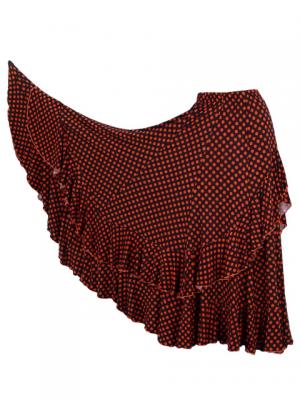 Flamenco Polka Dots Skirt with Frill/ Black&Orange Dot / G889o