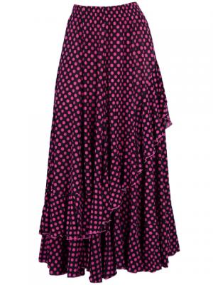 Flamenco Polka Dots Skirt with Frill/ Black&Pink Dot / G889pi