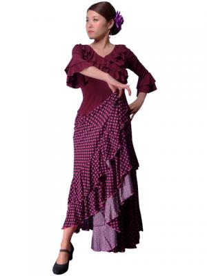 Flamenco Polka Dots Skirt with Frill/ Black&Pink Dot / G889pi