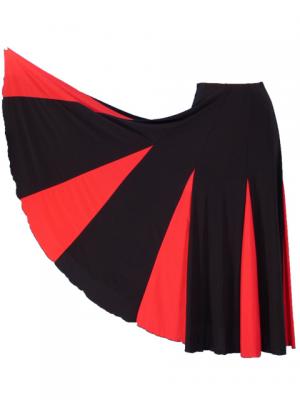 Flamenco Skirt with Contrast Panels / Black & Red /G93r