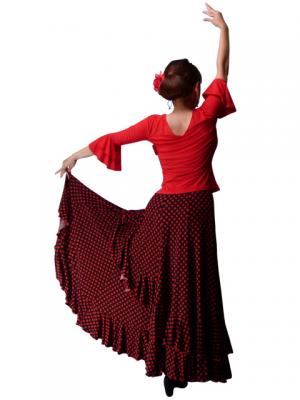 Flamenco Red Cross Over Blouse with Flounces and Ruffles/ Red / G98r
