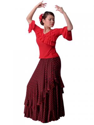 Flamenco Red Cross Over Blouse with Flounces and Ruffles/ Red / G98r