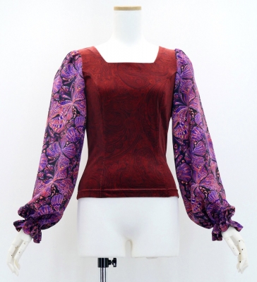 Flamenco Blouse & Skirt / Paisley / Red & Pink / JFBS-10