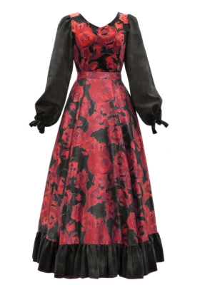 Flamenco Blouse & Skirt / Roses / Red & Black / JFBS-11