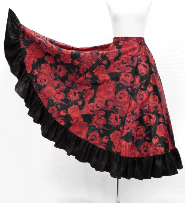 Flamenco Blouse & Skirt / Roses / Red & Black / JFBS-11