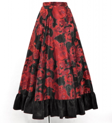 Flamenco Blouse & Skirt / Roses / Red & Black / JFBS-11