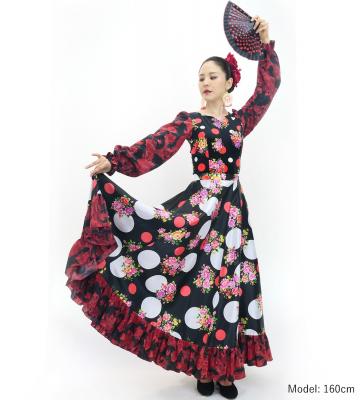 Flamenco Blouse & Skirt / Bouquets & Dots / Black & Red / JFBS-12