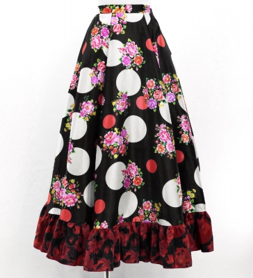 Flamenco Blouse & Skirt / Bouquets & Dots / Black & Red / JFBS-12