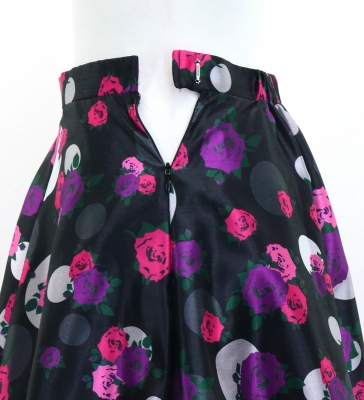 Flamenco Blouse & Skirt / Roses & Dots / Black & Pink / JFBS-13