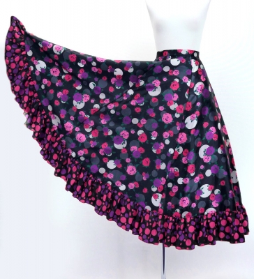 Flamenco Blouse & Skirt / Roses & Dots / Black & Pink / JFBS-13