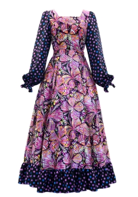 Flamenco Blouse & Skirt / Butterfly Paisley / Purple / JFBS-14