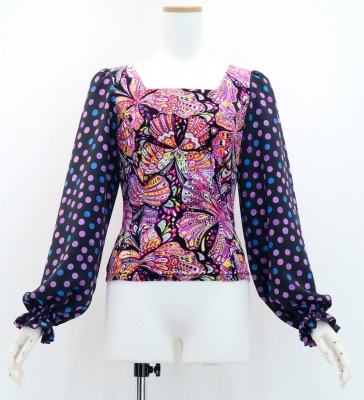 Flamenco Blouse & Skirt / Butterfly Paisley / Purple / JFBS-14