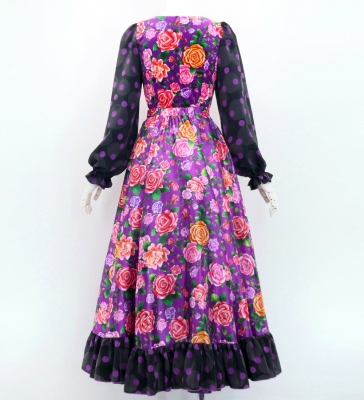 Flamenco Blouse & Skirt / Roses / Purple / JFBS-15