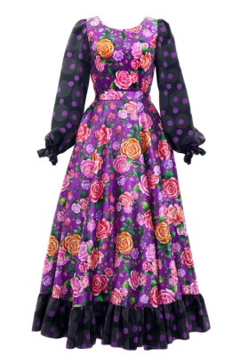 Flamenco Blouse & Skirt / Roses / Purple / JFBS-15