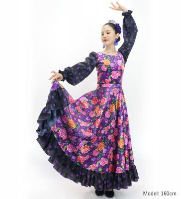 Flamenco Blouse & Skirt / Roses / Purple / JFBS-15