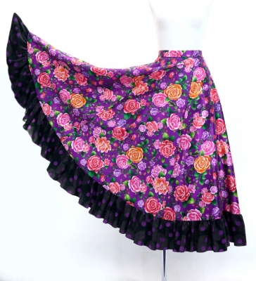 Flamenco Blouse & Skirt / Roses / Purple / JFBS-15