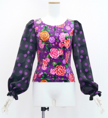 Flamenco Blouse & Skirt / Roses / Purple / JFBS-15