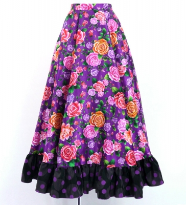 Flamenco Blouse & Skirt / Roses / Purple / JFBS-15