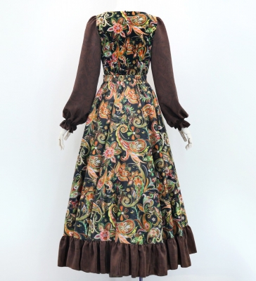Flamenco Blouse & Skirt / Paisley / Khaki & Brown / JFBS-16