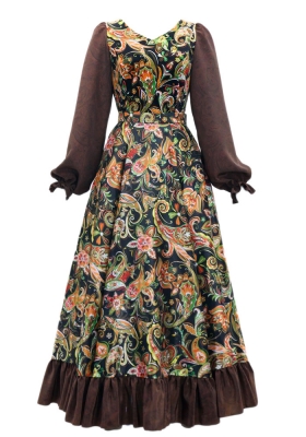 Flamenco Blouse & Skirt / Paisley / Khaki & Brown / JFBS-16