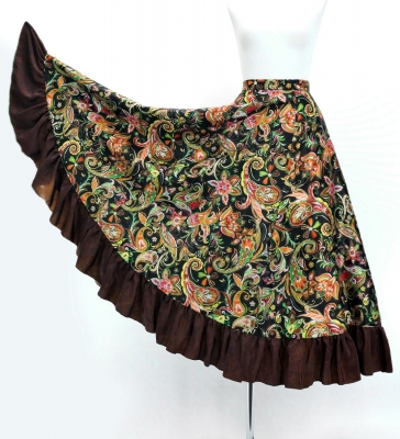 Flamenco Blouse & Skirt / Paisley / Khaki & Brown / JFBS-16