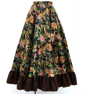 Flamenco Blouse & Skirt / Paisley / Khaki & Brown / JFBS-16