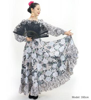 Flamenco Blouse & Skirt / Roses / White & Beige / JFBS-17