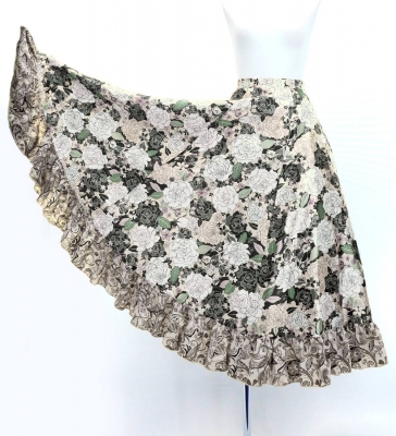 Flamenco Blouse & Skirt / Roses / White & Beige / JFBS-17