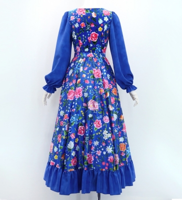 Flamenco Blouse & Skirt / Floral / Blue / JFBS-18
