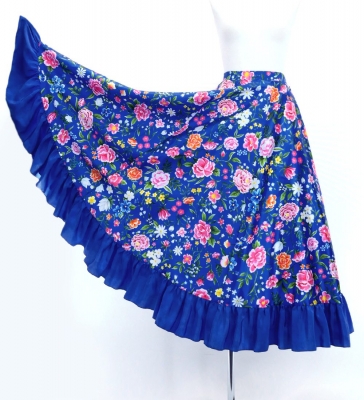 Flamenco Blouse & Skirt / Floral / Blue / JFBS-18