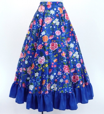 Flamenco Blouse & Skirt / Floral / Blue / JFBS-18