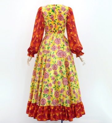 Flamenco Blouse & Skirt / Rose Paisley / Yellow & Orange / JFBS-20