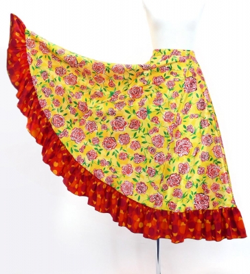 Flamenco Blouse & Skirt / Rose Paisley / Yellow & Orange / JFBS-20