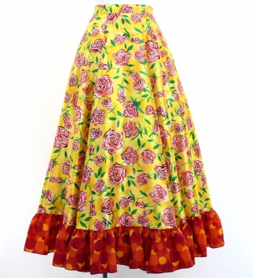 Flamenco Blouse & Skirt / Rose Paisley / Yellow & Orange / JFBS-20