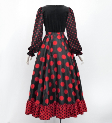 Flamenco Blouse & Skirt / Polka Dots / Black & Red / JFBS-2