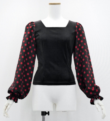 Flamenco Blouse & Skirt / Polka Dots / Black & Red / JFBS-2