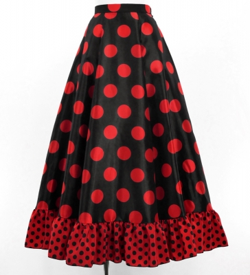 Flamenco Blouse & Skirt / Polka Dots / Black & Red / JFBS-2