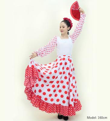 Flamenco Blouse & Skirt / Polka Dots / White & Red / JFBS-3