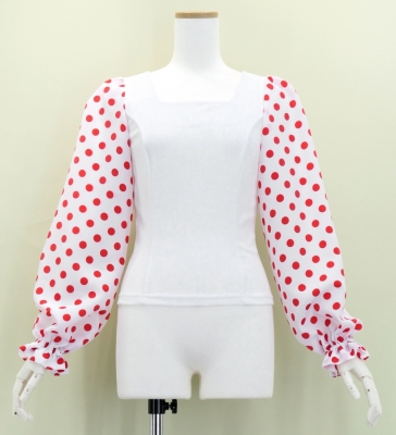 Flamenco Blouse & Skirt / Polka Dots / White & Red / JFBS-3