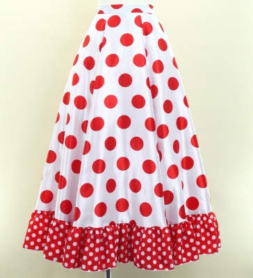 Flamenco Blouse & Skirt / Polka Dots / White & Red / JFBS-3