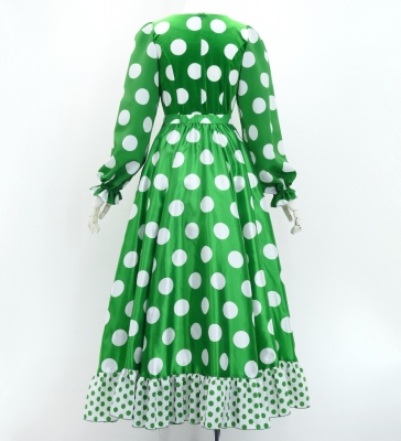Flamenco Blouse & Skirt / Polka Dots / Green & White / JFBS-4