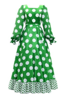 Flamenco Blouse & Skirt / Polka Dots / Green & White / JFBS-4