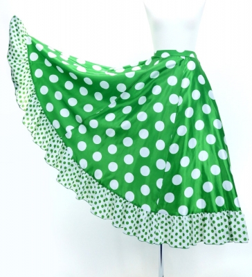Flamenco Blouse & Skirt / Polka Dots / Green & White / JFBS-4