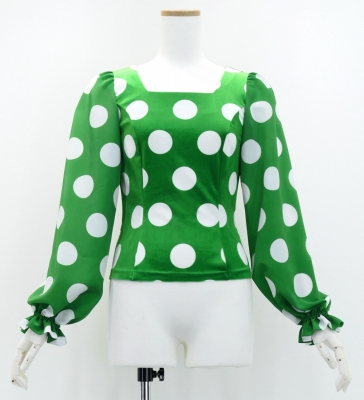 Flamenco Blouse & Skirt / Polka Dots / Green & White / JFBS-4