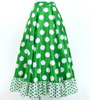 Flamenco Blouse & Skirt / Polka Dots / Green & White / JFBS-4