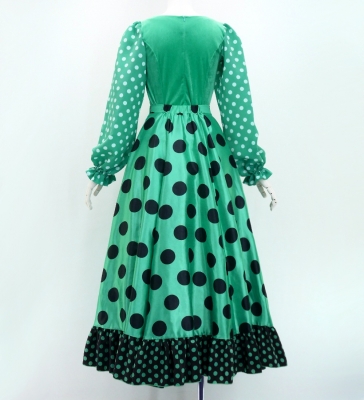 Flamenco Blouse & Skirt / Polka Dots / Turquoise Blue & Black / JFBS-7