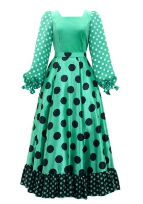Flamenco Blouse & Skirt / Polka Dots / Turquoise Blue & Black / JFBS-7